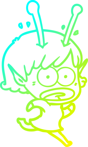 Bir çizgi film karakteri, bir insan tarafından çizilmiş soğuk gradyan çizimi.