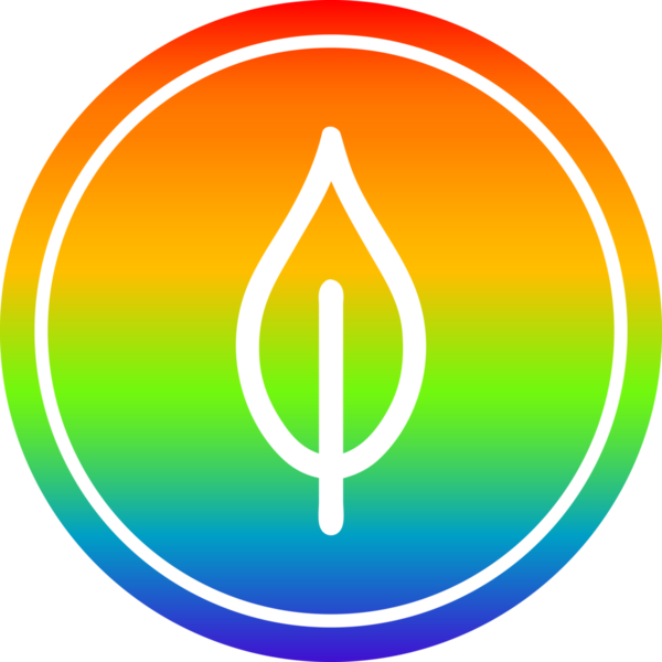 Gökkuşağı gradyan bir insan tarafından çizilmiş doğal yaprak dairesel simgesi