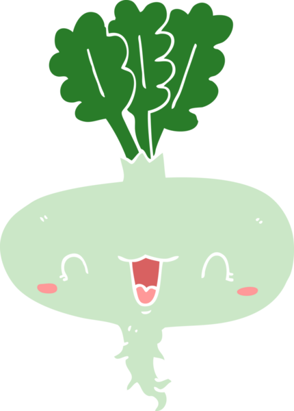 Bir insan tarafından çizilmiş düz renkli şalgam.