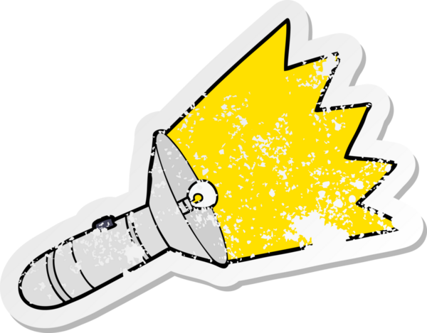 Bir insan tarafından çizilmiş eski bir çizgi film fenerinin sıkıntılı çıkartması.