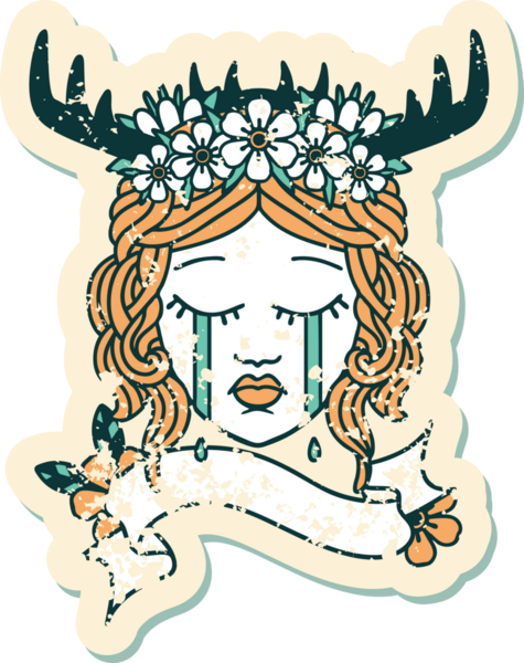 Bir insan tarafından çizilmiş Retro Dövme Tarzı İnsan Druidi