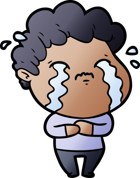 Bir insan tarafından çizilmiş ağlayan çizgi film adamı.