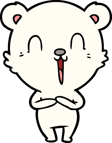 Bir insan tarafından çizilmiş mutlu kutup ayısı çizgi filmi.