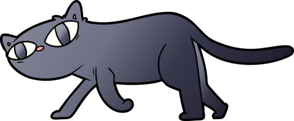 Bir insan tarafından çizilmiş kara kedi karikatürü.