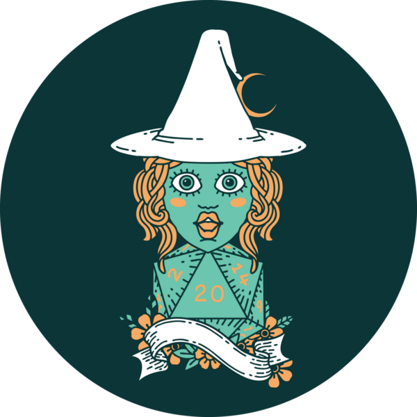 Bir insan tarafından çizilmiş 20 D20 zarlı insan büyücüsünün simgesi