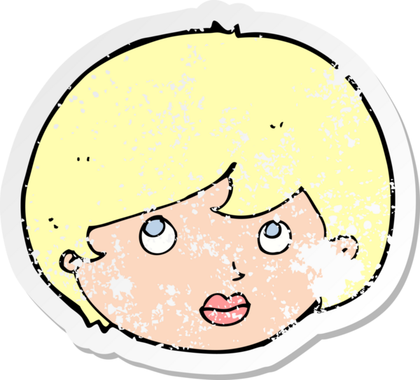 Bir insan tarafından çizilmiş bir karikatür kadın yüzünün gerilimli yapıştırması.