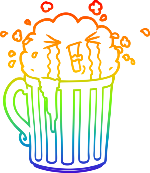 gökkuşağı gradyan çizgi çizimi bir insan tarafından çizilmiş bir bira fincanı