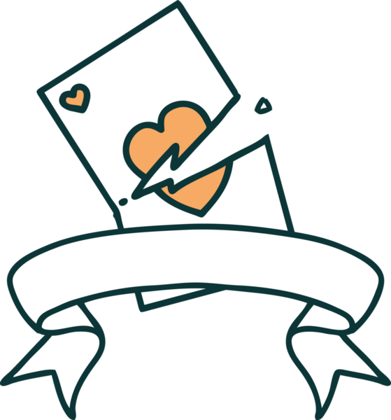 Bir insan tarafından çizilmiş yırtık bir kartın pankartıyla geleneksel dövme