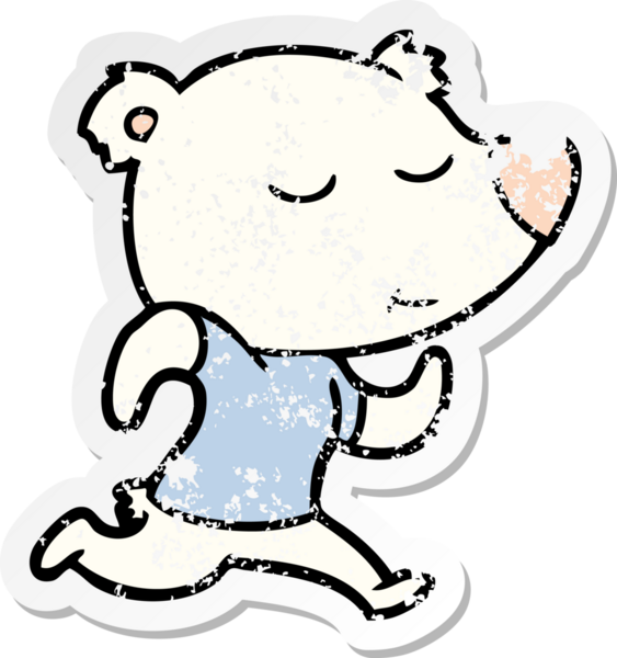 Bir insan tarafından çizilmiş mutlu bir kutup ayısının sıkıntılı çıkartması.