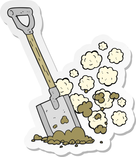 Bir insan tarafından çizilmiş karikatür kürek etiketi.