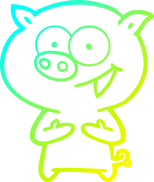 Bir insan tarafından çizilmiş neşeli bir domuz çizgi filmi.