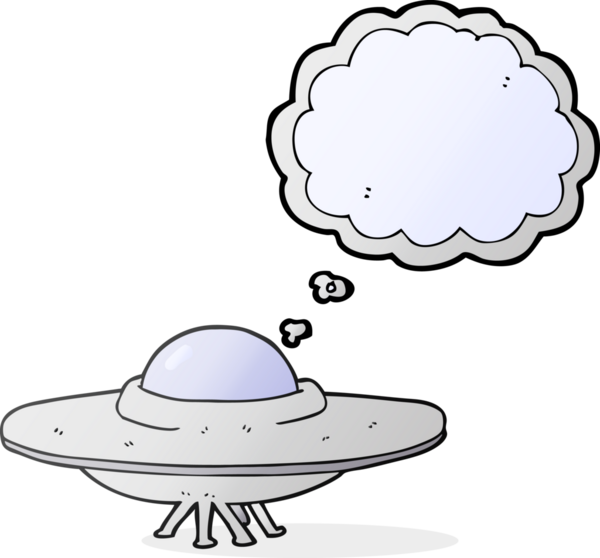 Bir insan tarafından çizilmiş serbest çizim balon karikatür uçan daire.