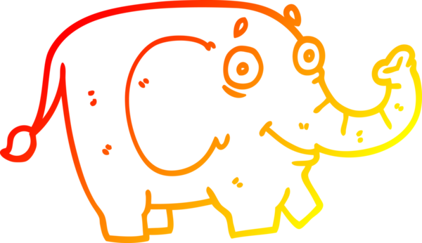 Bir insan tarafından çizilmiş komik bir filin sıcak çizgi çizimi