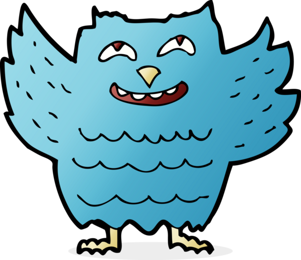 bir insan tarafından çizilmiş mutlu bir baykuş.