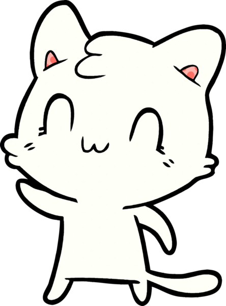 Bir insan tarafından çizilmiş mutlu bir kedi.