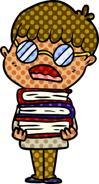 Bir insan tarafından çizilmiş gözlüklü çizgi film çocuğu.