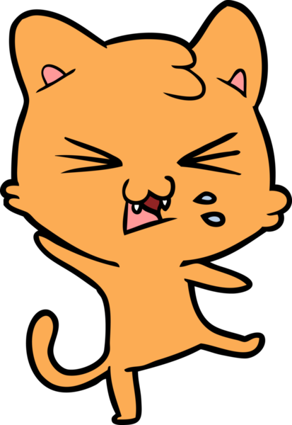 Bir insan tarafından çizilmiş kedi tıslaması.