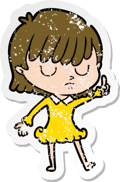 Bir insan tarafından çizilmiş karikatür bir kadının sıkıntılı çıkartması.