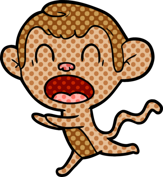 Bir insan tarafından çizilmiş bağıran çizgi maymun.