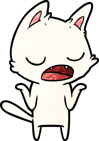 Konuşan kedi omuz silkiyor Bir insan tarafından çizilmiş