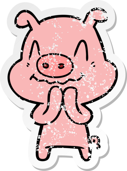 Bir insan tarafından çizilmiş sinirli bir domuzun sıkıntılı çıkartması.
