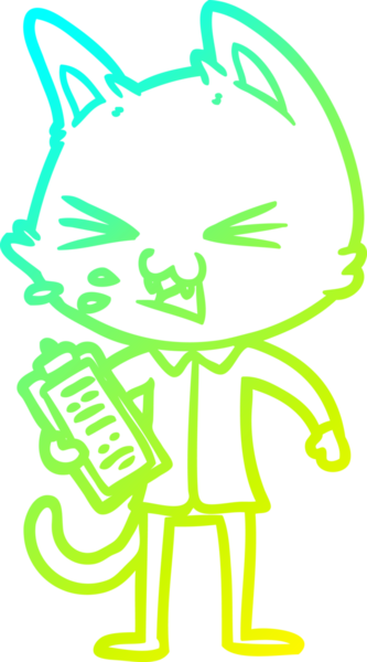 Çizgi film satıcısı bir kedinin insan tarafından çizilmiş soğuk çizgi çizimi.