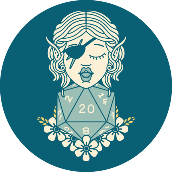 Retro Dövme Tarzı Bir insan tarafından çizilmiş doğal yirmilik zarlı düzenbaz karakter