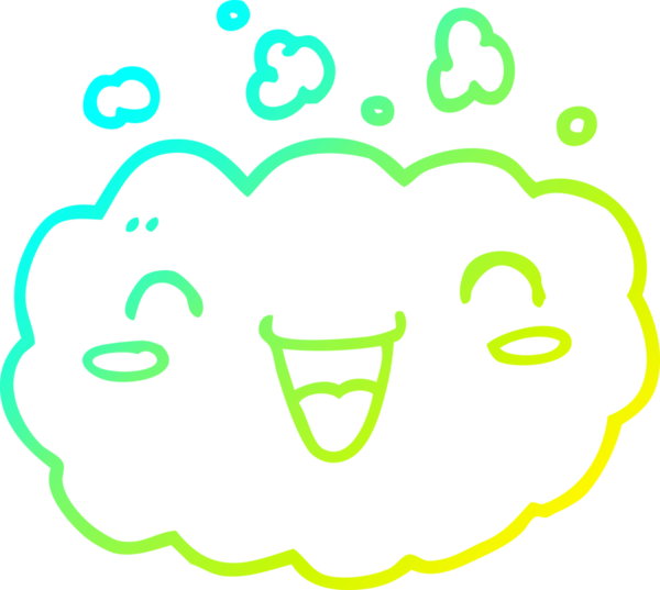 Bir insan tarafından çizilmiş mutlu bir karikatür bulutunun soğuk gradyan çizimi