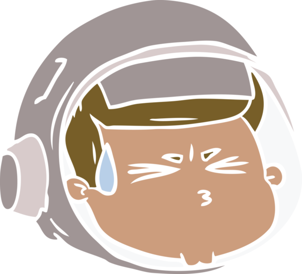 Düz renkli çizgi film bir insan tarafından çizilmiş astronot yüzü