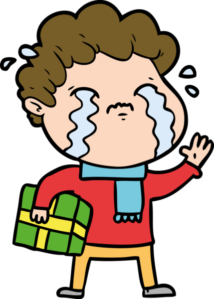 Bir insan tarafından çizilmiş ağlayan çizgi film adamı.