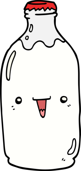 Bir insan tarafından çizilmiş şirin bir süt şişesi.