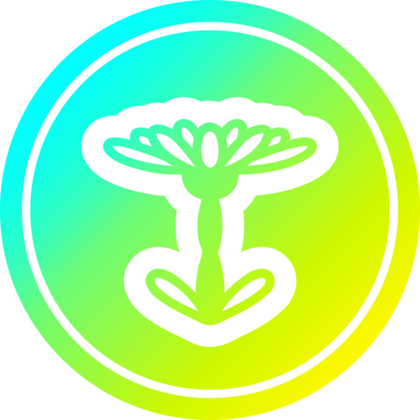 Bir insan tarafından çizilmiş serin eğimli çiçek dairesel simgesi