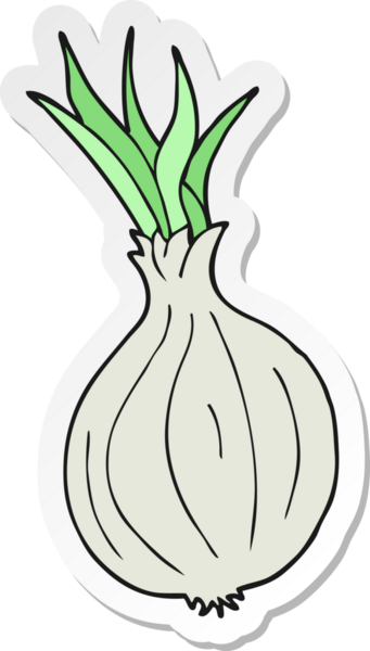 Bir insan tarafından çizilmiş karikatür soğanı çıkartması.