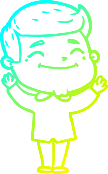 Bir insan tarafından çizilmiş mutlu bir çizgi film karakteri çizimi.