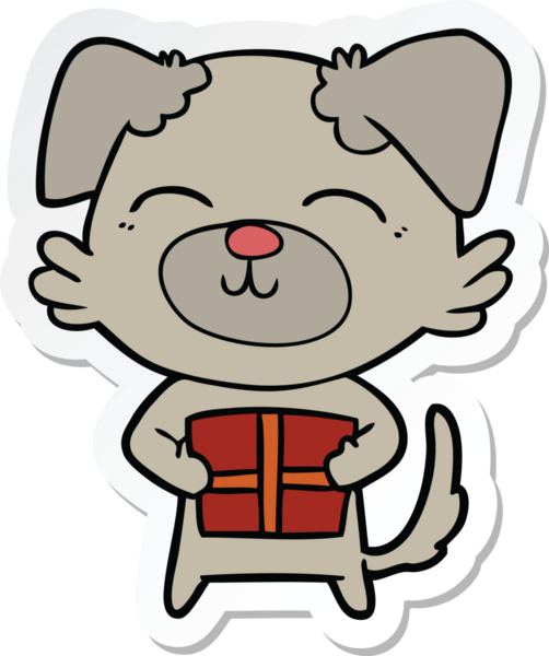 Bir insan tarafından çizilmiş bir karikatür köpeğinin çıkartması.