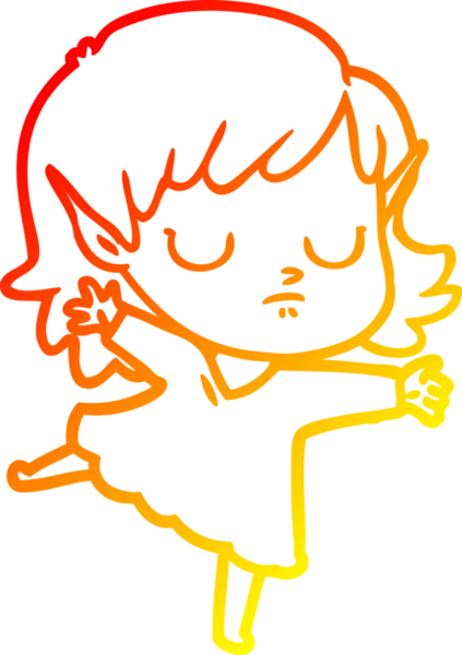 Bir insan tarafından çizilmiş çizgi film karakteri bir elf kızı çizimi