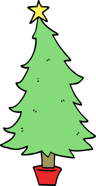 Bir insan tarafından çizilmiş karikatür noel ağacı