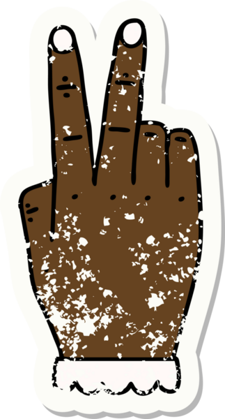 Retro Dövme Tarzı El kaldırma Bir insan tarafından çizilen iki parmak hareketi