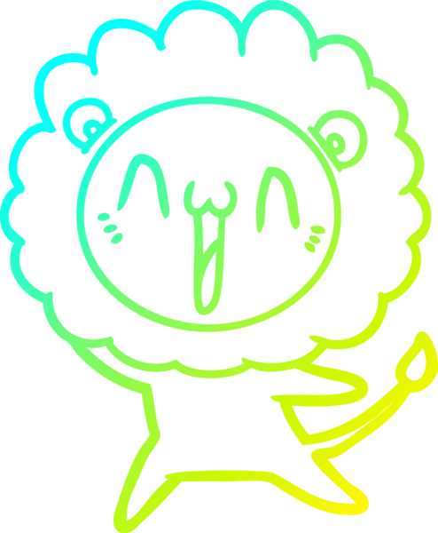 Bir insan tarafından çizilmiş mutlu çizgi film aslanı çizimi.