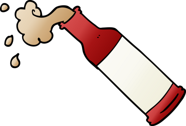 Bir insan tarafından çizilmiş köpüklü bira şişesi.