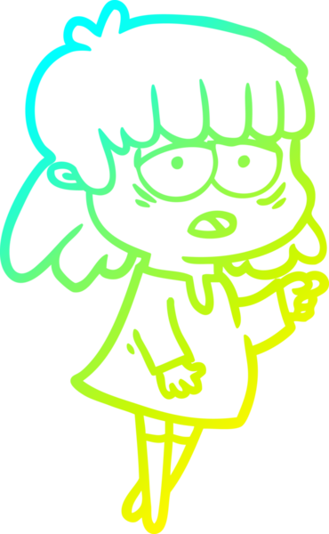 Bir insan tarafından çizilmiş, karikatür çizen yorgun bir kadın.