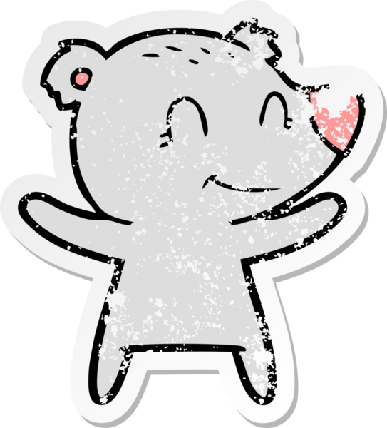 Bir insan tarafından çizilmiş gülümseyen ayı çizgi filminin sıkıntılı çıkartması.