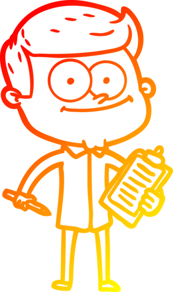 Bir insan tarafından çizilmiş mutlu bir satıcının çizgi çizimi.