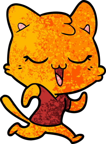 Bir insan tarafından çizilmiş mutlu çizgi film kedisi.