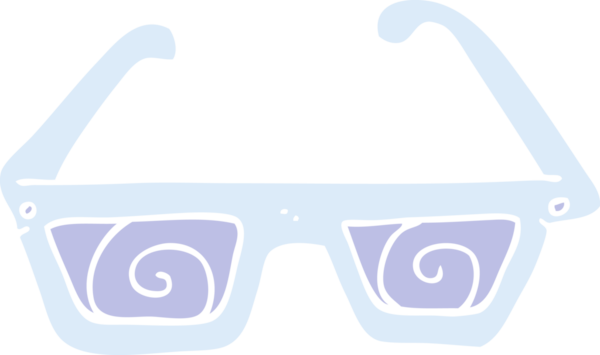 Bir insan tarafından çizilen üç boyutlu gözlüklerin düz renk çizimi