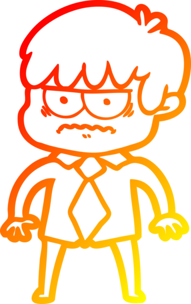 Bir insan tarafından çizilmiş kızgın çizgi film çocuğunun sıcak çizgi çizimi.