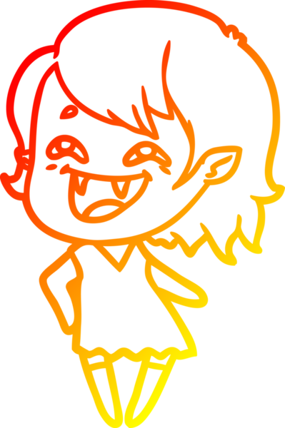 Bir insan tarafından çizilmiş gülen vampir kız çizgi filmi.