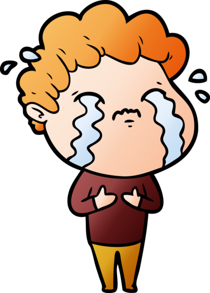 Bir insan tarafından çizilmiş ağlayan çizgi film adamı.