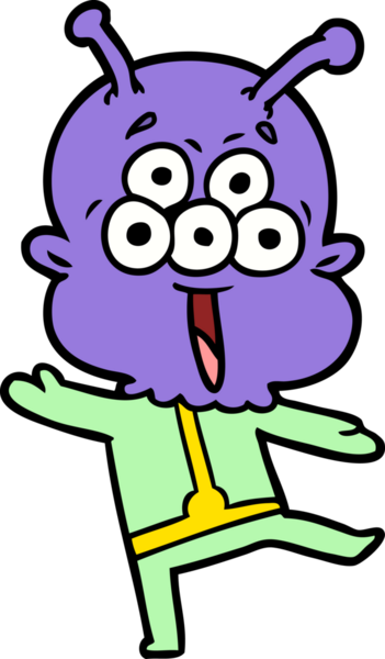 Bir insan tarafından çizilmiş mutlu uzaylı çizgi filmi.