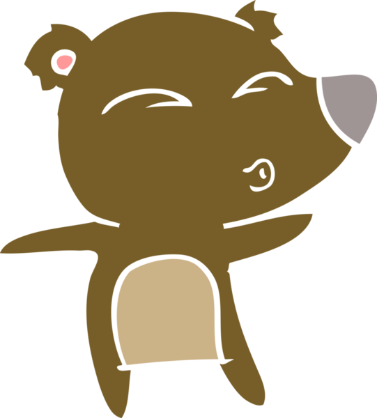 Düz renkli çizgi film ıslık çalan ayı insan tarafından çizilmiş.